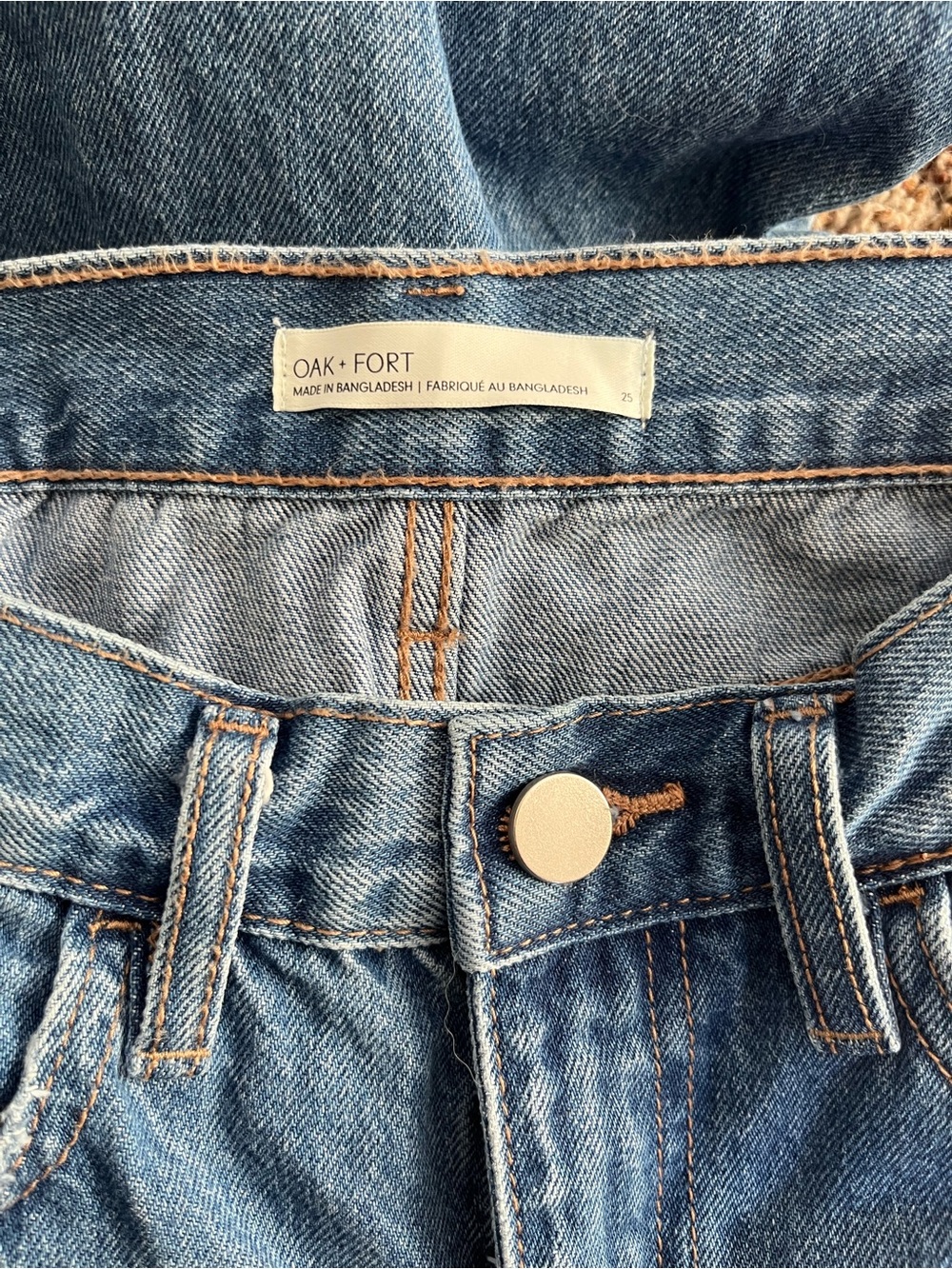 OAK + FORT Light Blue High-Rise Straight Jeans